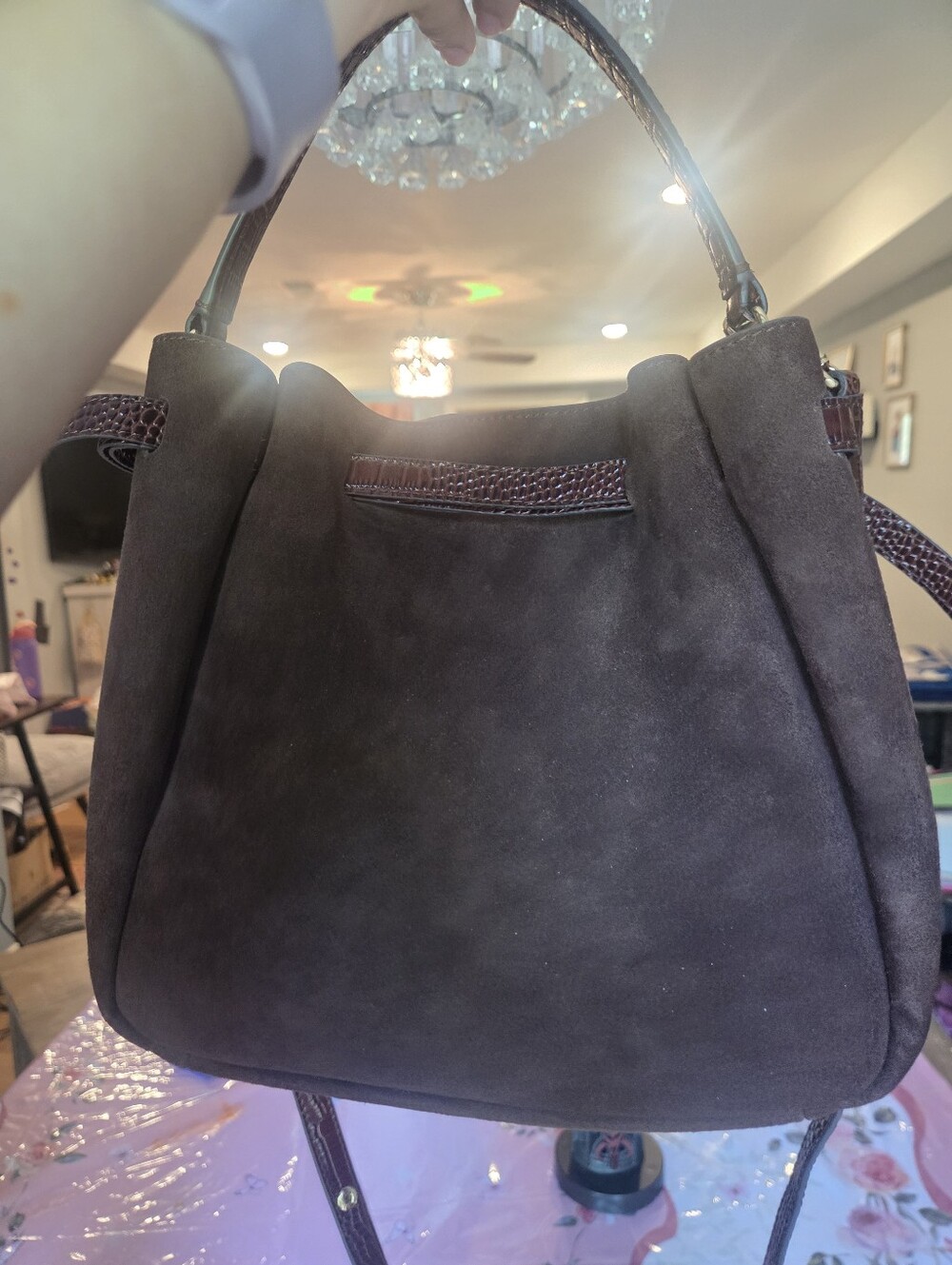 Tory Burch Romy Bucket Back In Cocoa - Picture 2 of 5